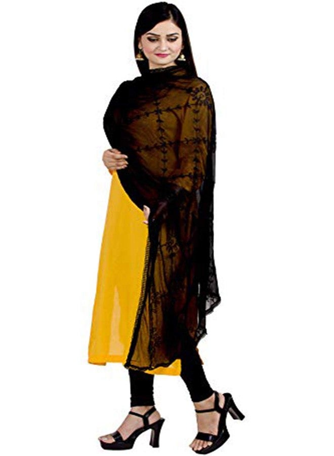 Chandrakala Chiffon Dupatta for Women,Shawl Scarf Wrap Chunni Pitch Black (D285BLA) - Image 2